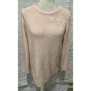 J. JILL Sweater Pink Velour Pullover Long Sleeves Round Neck Women’s Size Medium